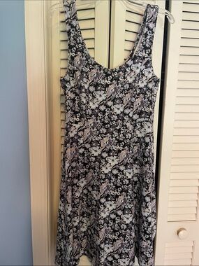 LC Lauren Conrad Black Floral Scoop-Neck Midi Dress